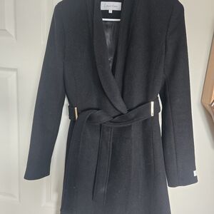 Calvin Klein Women's Black Belted Coat